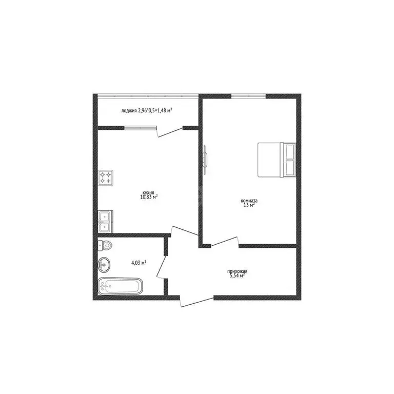 1-комнатная квартира: Краснодар, Скандинавская улица, 1к9 (33.8 м) - Фото 0