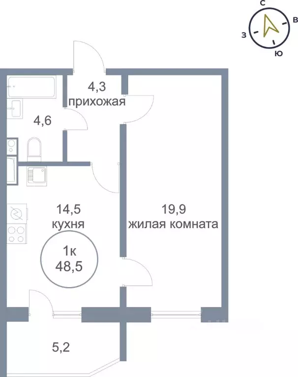 1-к кв. Ханты-Мансийский АО, Сургут тракт Югорский, 50/3 (48.5 м) - Фото 0