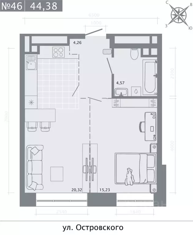 1-к кв. Татарстан, Казань Кастура Таун жилой комплекс (44.38 м) - Фото 0