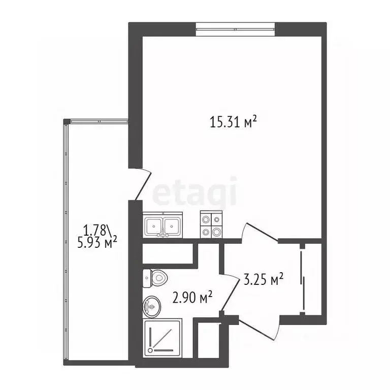 Студия Санкт-Петербург ул. Плесецкая, 10 (21.0 м) - Фото 1