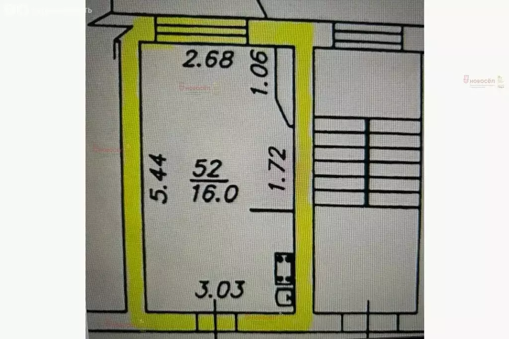 1к в -комнатной квартире (16 м) - Фото 1