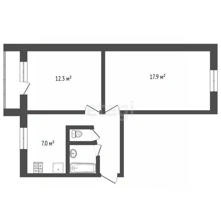 2-к кв. Ханты-Мансийский АО, Сургут ул. Островского, 28 (45.7 м) - Фото 1