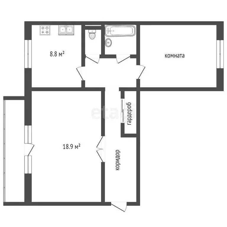 2-комнатная квартира: Челябинск, 1-я Окружная улица, 3 (56.8 м) - Фото 1