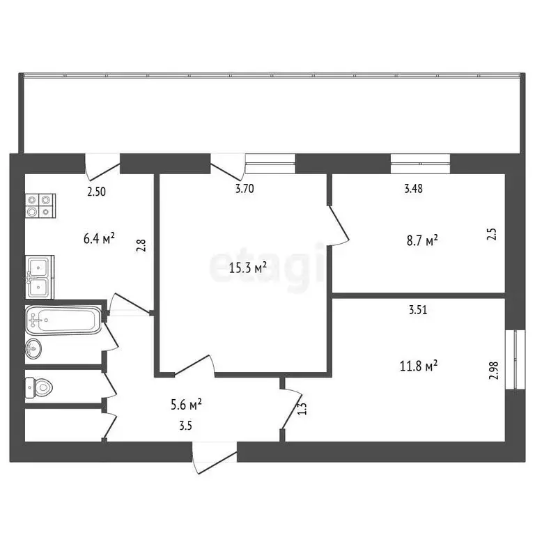 3-комнатная квартира: Симферополь, Ростовская улица, 4 (56.1 м) - Фото 1