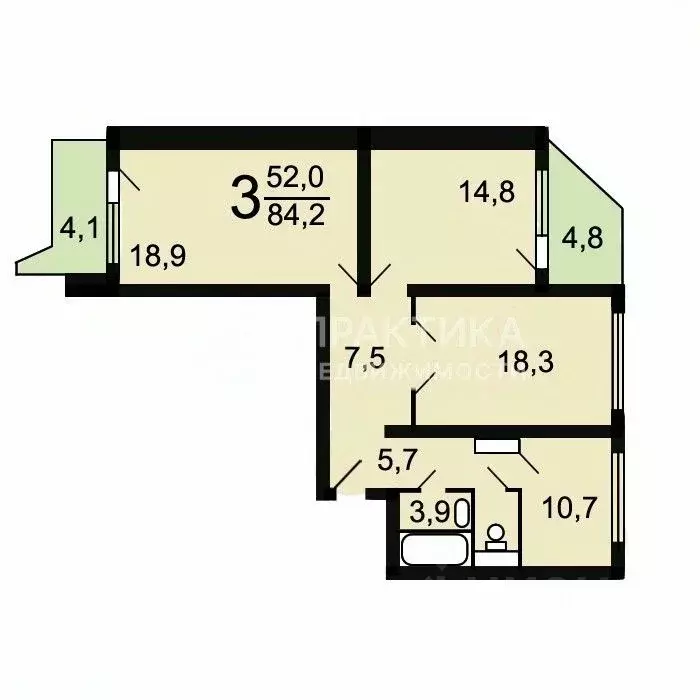 3-к кв. Московская область, Одинцово ул. Говорова, 50 (79.5 м) - Фото 1