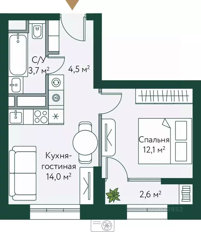 1-к кв. Волгоградская область, Волгоград Новосибирская ул., 74с1 ... - Фото 1