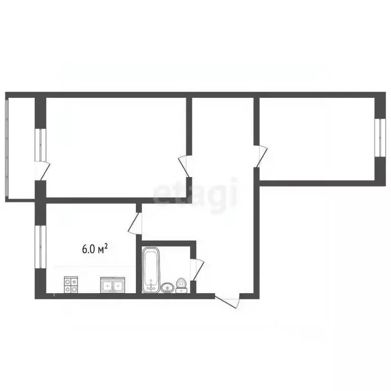 2-к кв. Владимирская область, Муром Первомайская ул., 101 (45.1 м) - Фото 1