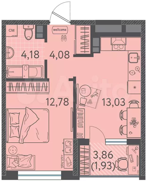 1-к. квартира, 36 м, 7/9 эт. - Фото 0