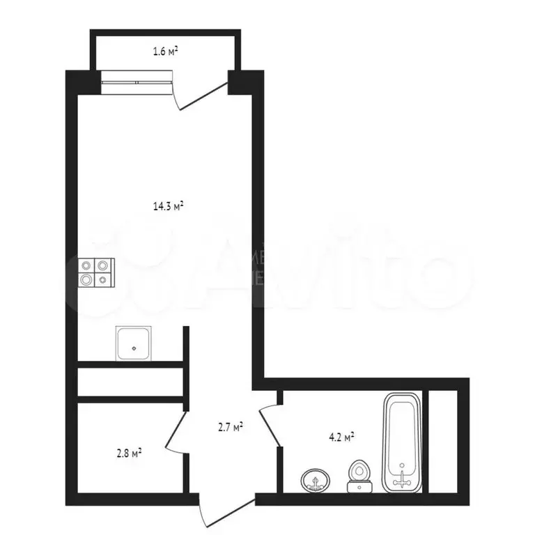 Квартира-студия, 21,6 м, 6/14 эт. - Фото 0