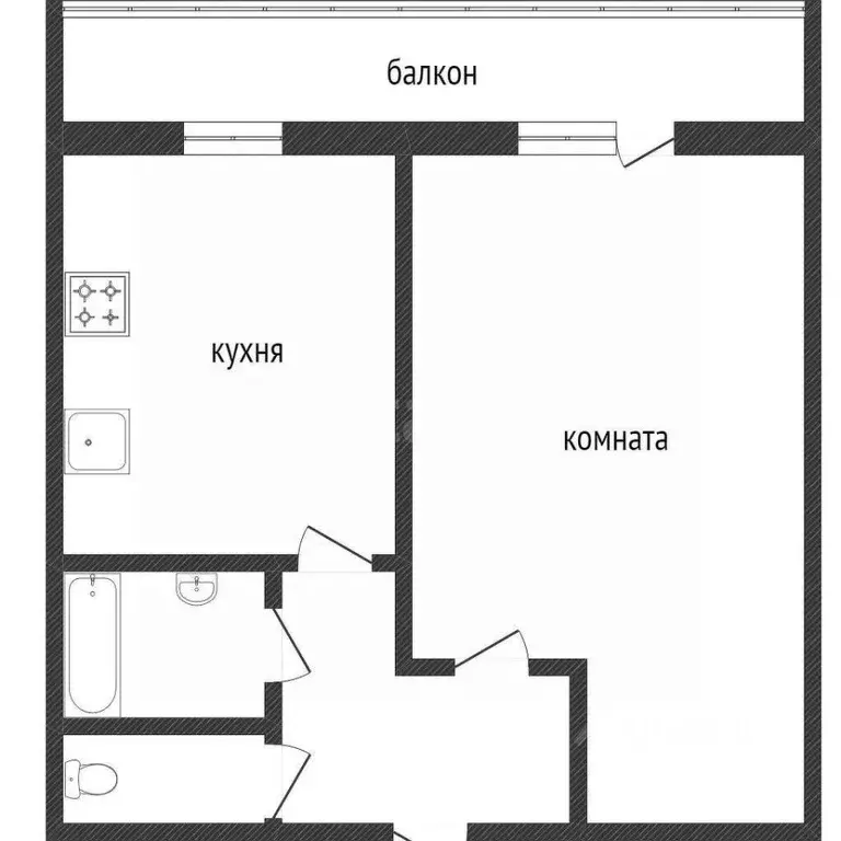 1-к кв. Белгородская область, Белгород ул. Есенина, 40 (33.7 м) - Фото 1