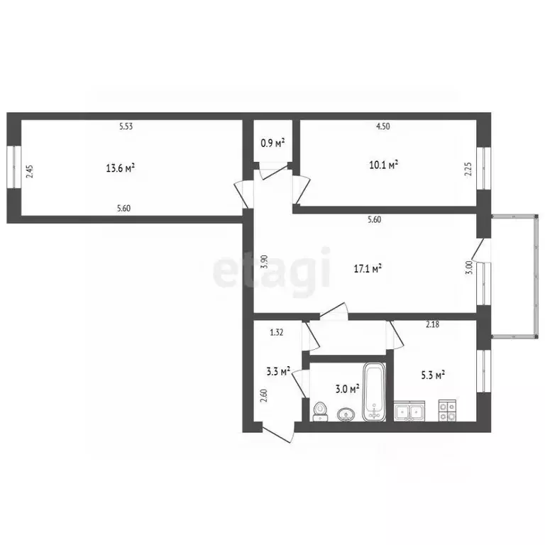 3-к кв. Крым, Феодосия ул. Федько, 32 (53.3 м) - Фото 2