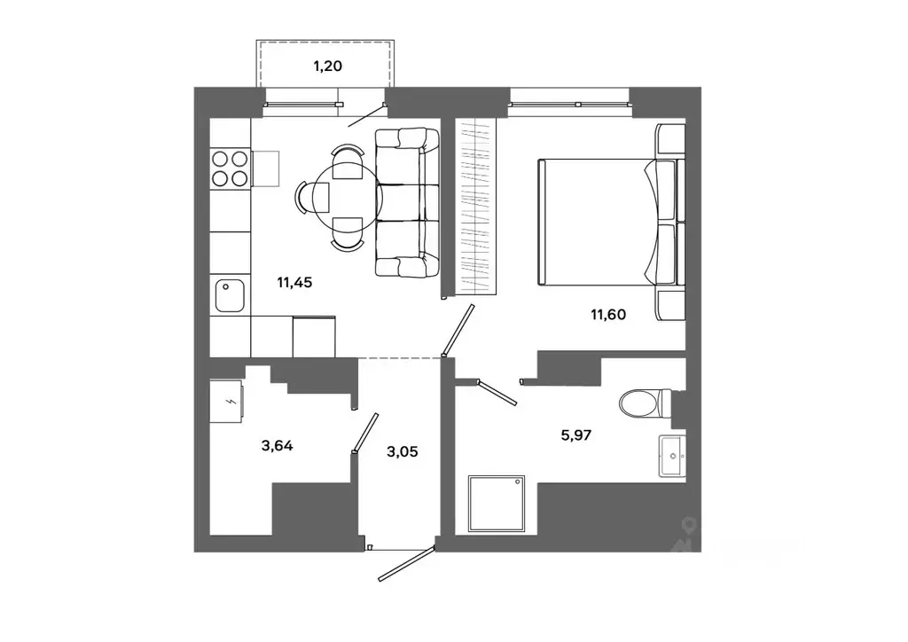 1-к кв. Ханты-Мансийский АО, Сургут 30А мкр,  (36.07 м) - Фото 0