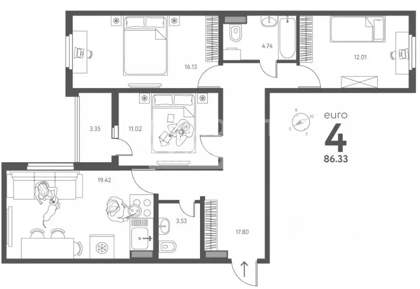 3-к кв. Липецкая область, Липецк Ленина-Соборная пл. (86.33 м) - Фото 2