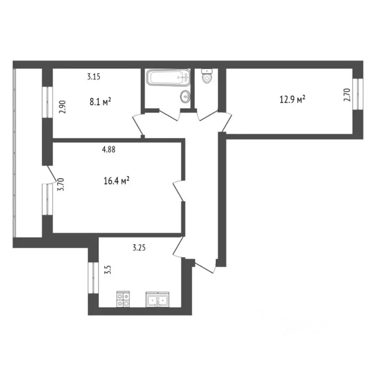 3-к кв. Тюменская область, Тюмень ул. Газовиков, 6 (61.2 м) - Фото 2