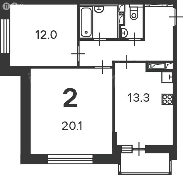 2-комнатная квартира: Москва, Полярная улица, 3 (60 м) - Фото 1