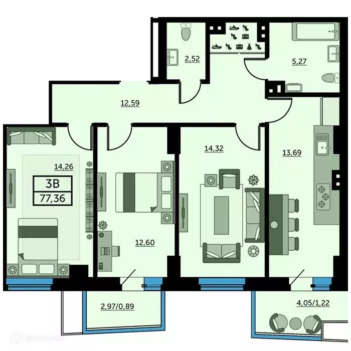 Продаётся 3-к квартира, 77.6 м - Фото 0