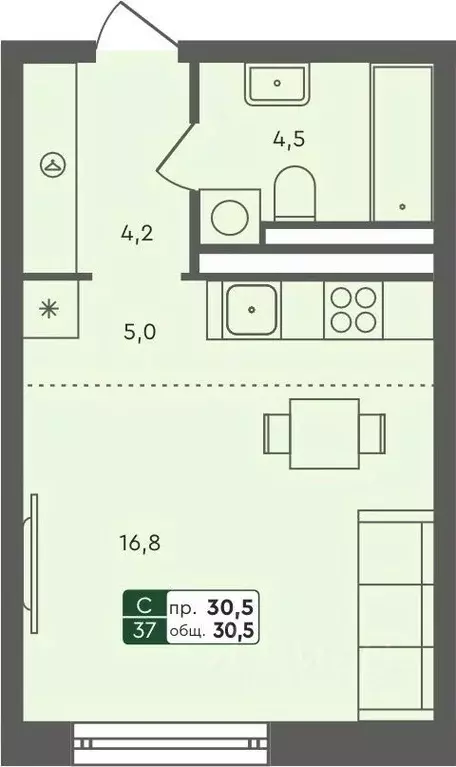 Студия Курганская область, Курган Заозерный жилрайон, 6А мкр, 25/4 ... - Фото 0