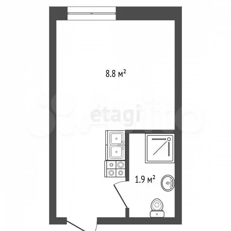 Квартира-студия, 10 м, 1/6 эт. - Фото 1