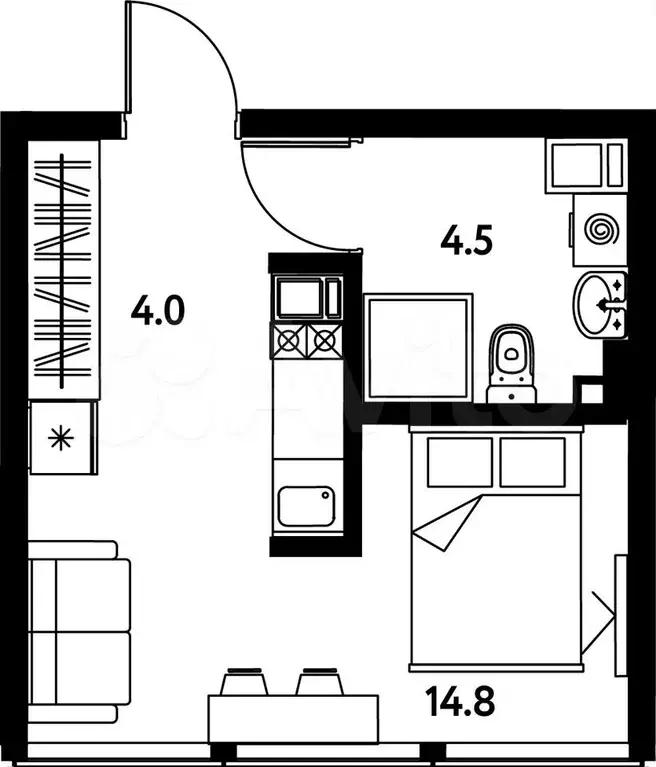 Апартаменты-студия, 23,3 м, 6/10 эт. - Фото 0