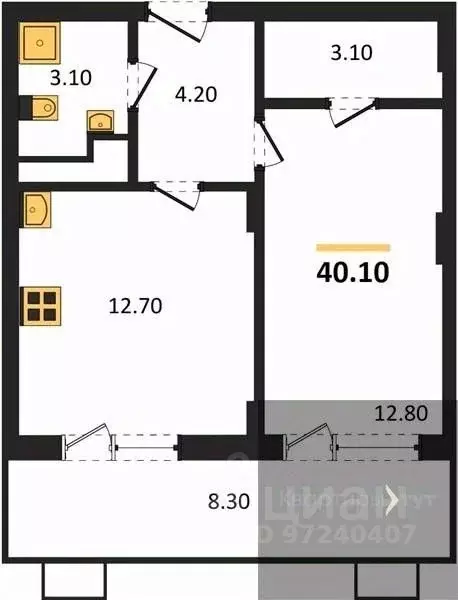 1-к кв. Воронежская область, Воронеж бул. Содружества, 5к1 (40.1 м) - Фото 1