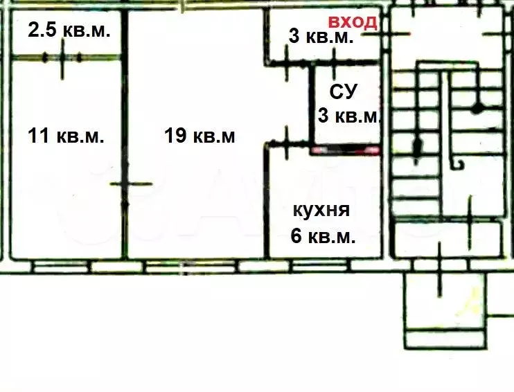 2-к. квартира, 44,4 м, 1/5 эт. - Фото 0