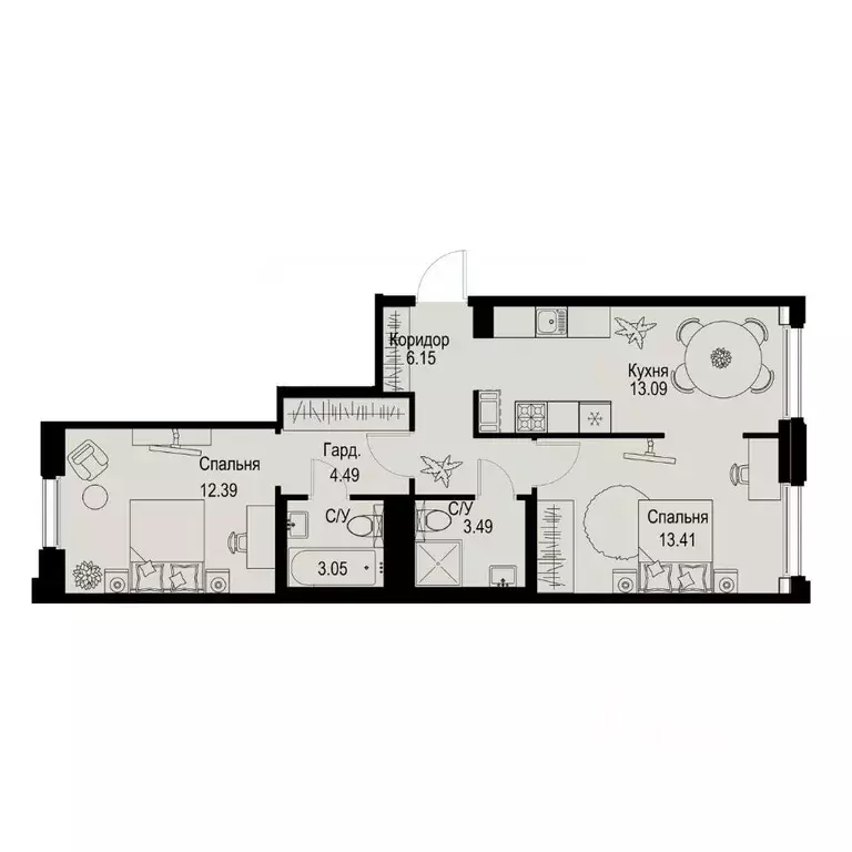 2-к кв. Санкт-Петербург ул. Профессора Попова, 38 (56.07 м) - Фото 0