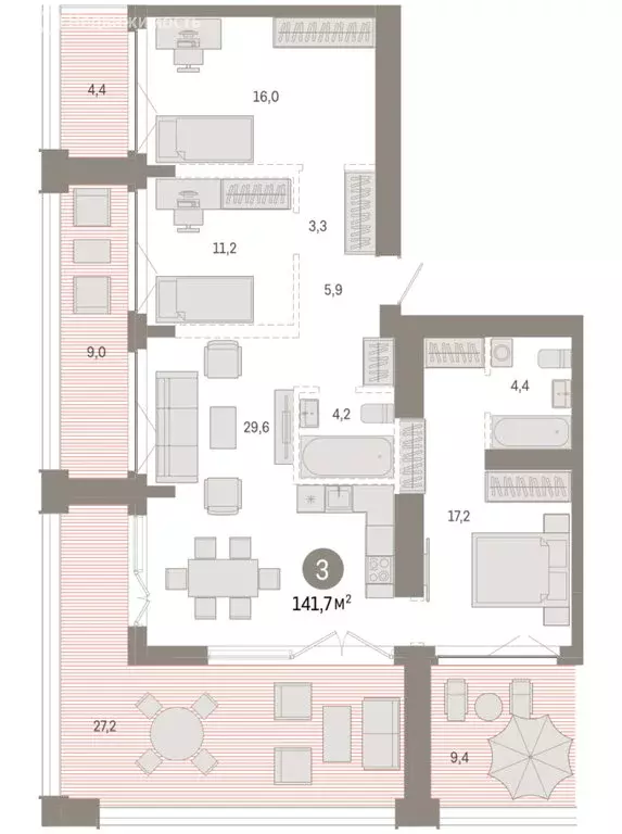 3-комнатная квартира: Новосибирск, Большевистская улица, 66 (141.74 м) - Фото 2