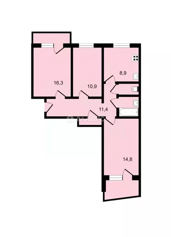 3-к кв. Коми, Сыктывкар ул. Славы, 32 (67.4 м) - Фото 1