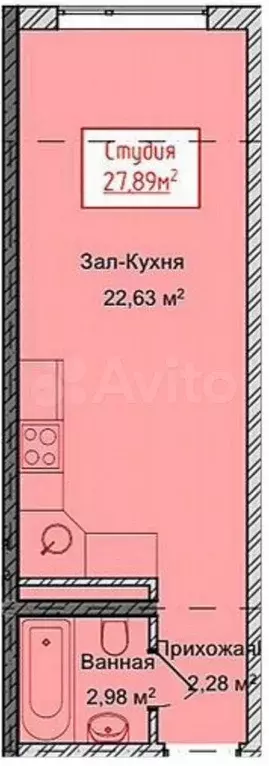 Квартира-студия, 27,9 м, 11/13 эт. - Фото 1