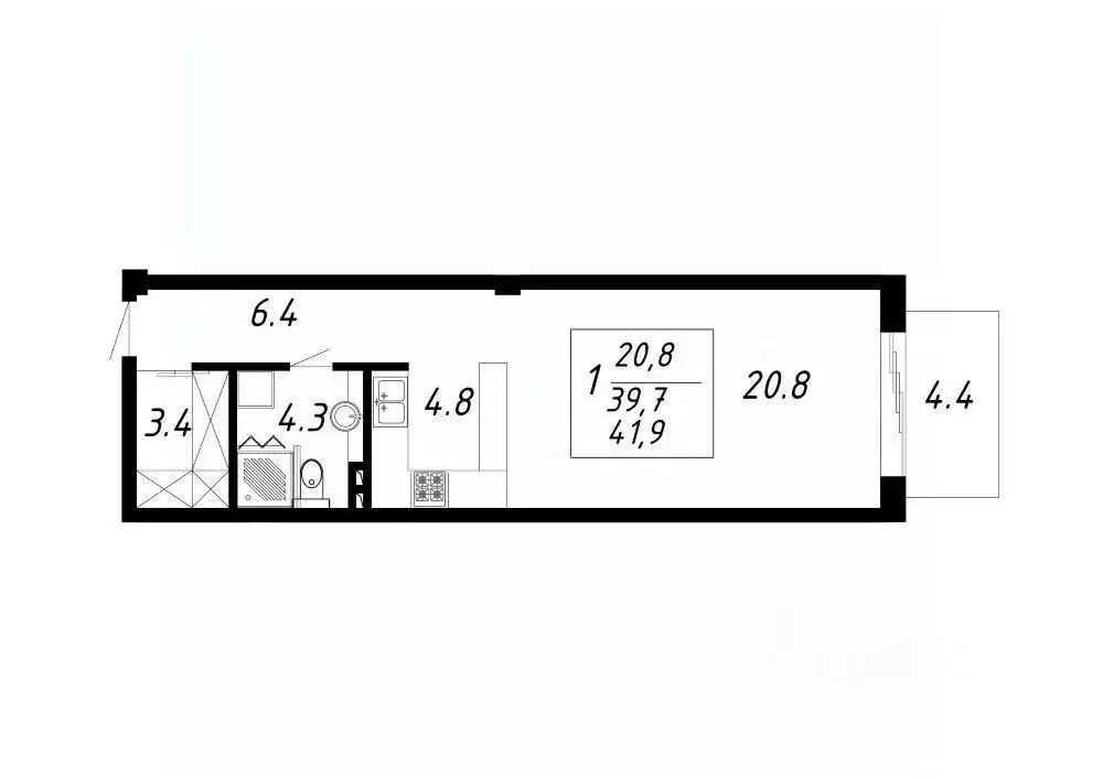 1-к кв. Ставропольский край, Ессентуки Озеро жилой комплекс (41.9 м) - Фото 0