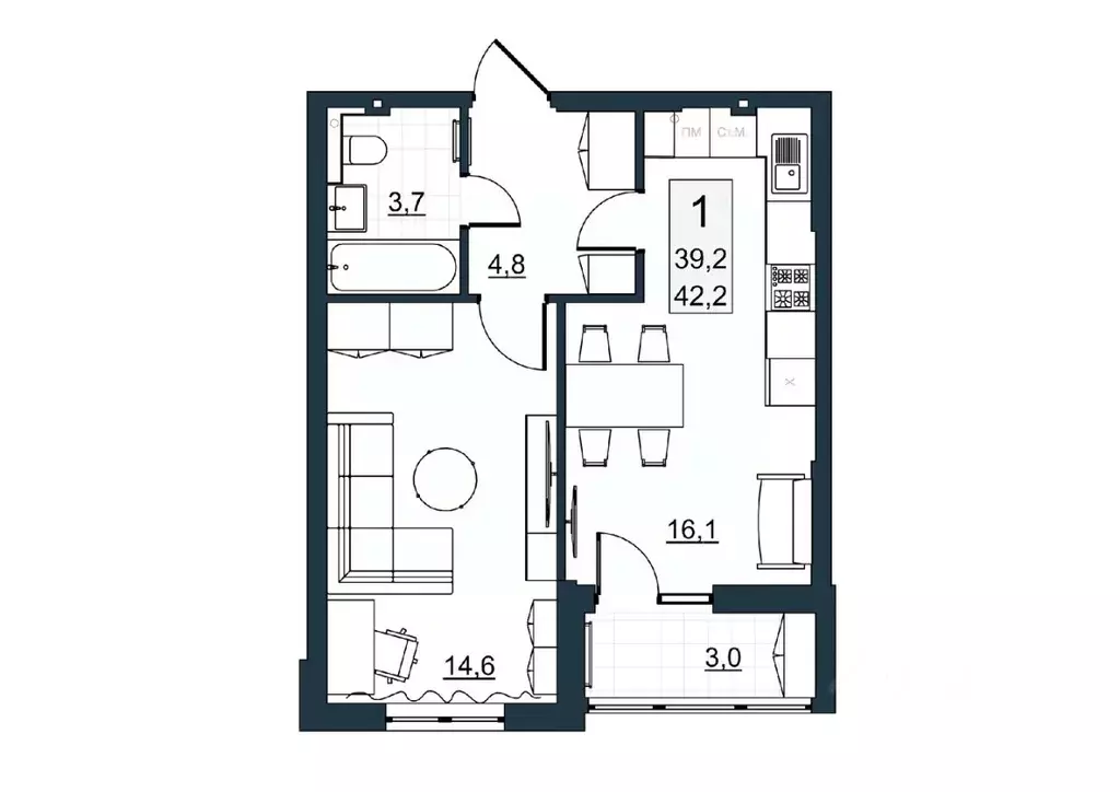 1-к кв. Саратовская область, Саратов ул. Имени Евгения Долгина, 6 ... - Фото 1