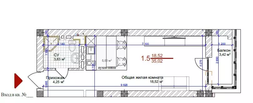 Продаётся 1-к квартира, 36 м - Фото 0