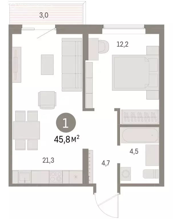 1-комнатная квартира: Курган, жилой район Центральный, ЖК Дом Кино ... - Фото 2