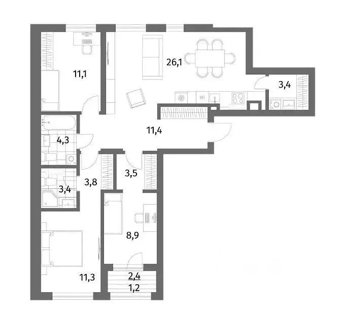3-к кв. Калининградская область, Гурьевск ул. Имени Антона Пошкуса, ... - Фото 1