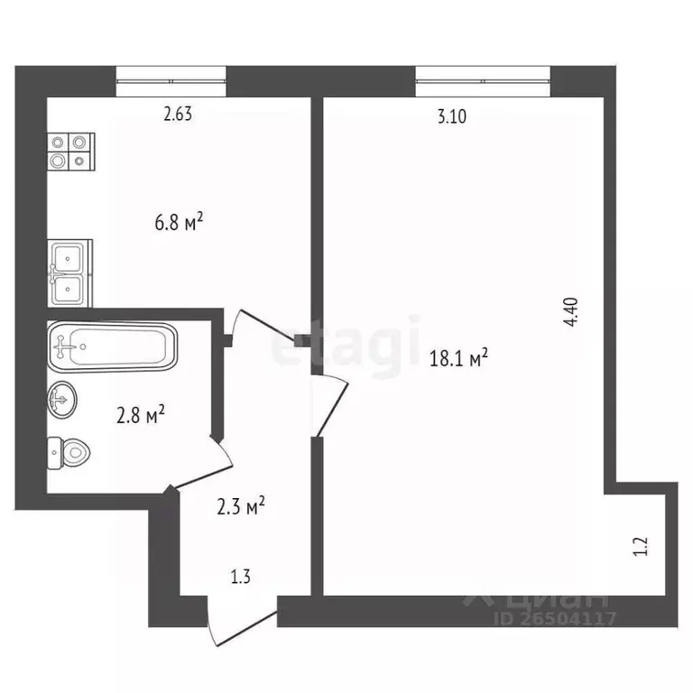 1-к кв. Крым, Бахчисарайский район, с. Тенистое ул. Ленина, 27 (75.1 ... - Фото 1