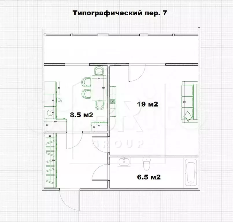 1-к. квартира, 40,3 м, 3/3 эт. - Фото 0