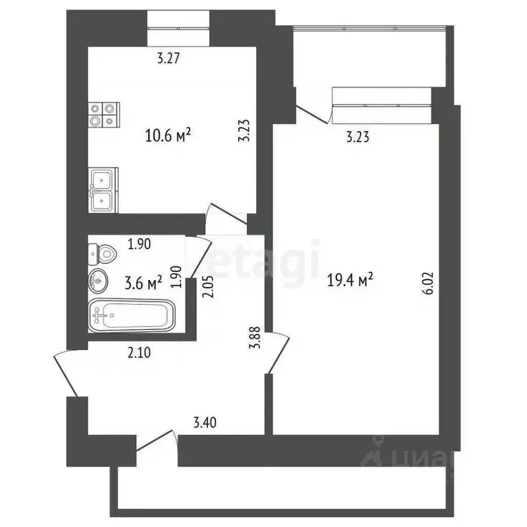 1-к кв. Чувашия, Чебоксары Университетская ул., 11 (42.5 м) - Фото 2