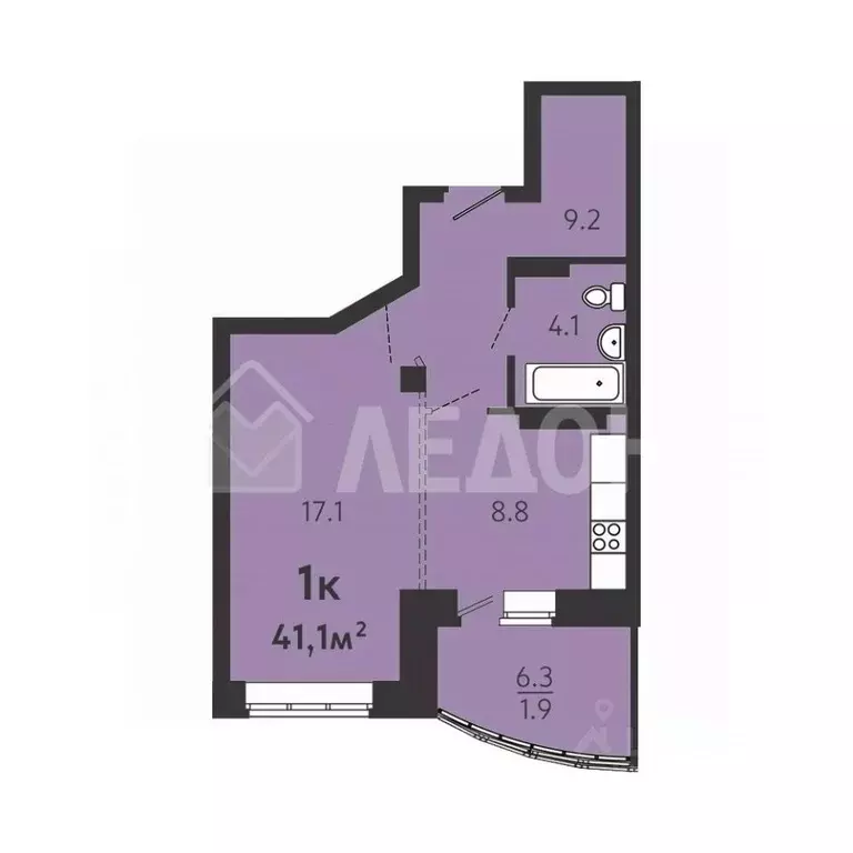 1-к кв. Омская область, Омск ул. 8-я Линия, 197А (39.4 м) - Фото 1