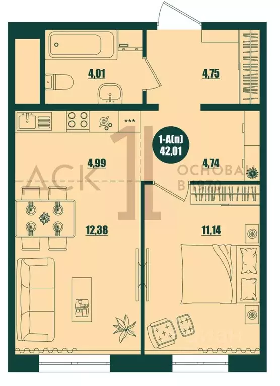 1-к кв. Ханты-Мансийский АО, Сургут 39-й мкр, Крылов жилой комплекс ... - Фото 1