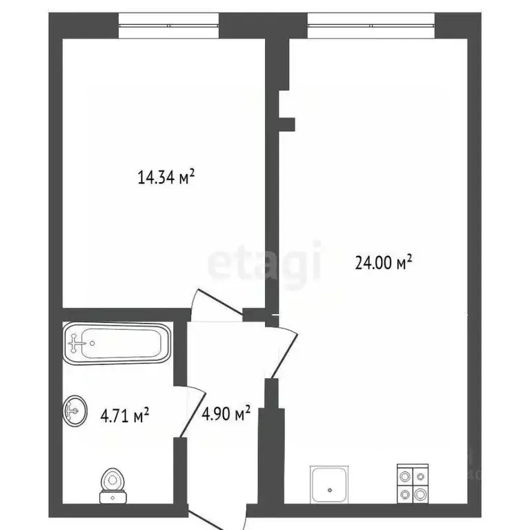 1-к кв. Тюменская область, Тюмень ул. Тимофея Кармацкого, 3 (49.0 м) - Фото 2