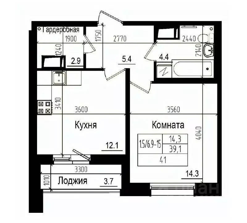 1-к кв. Санкт-Петербург пос. Парголово, дор. Ольгинская, 3/20 (39.1 м) - Фото 1