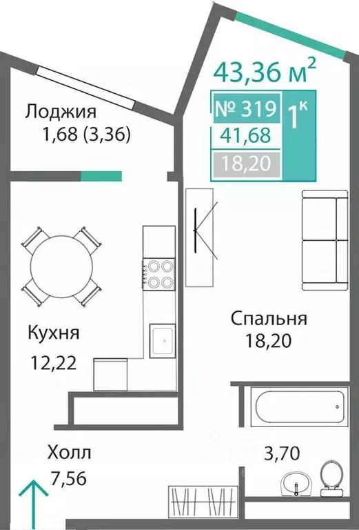 1-к кв. Крым, Симферополь Крымская роза мкр,  (43.36 м) - Фото 0