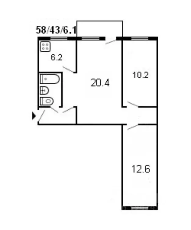 3-к кв. Самарская область, Сызрань Астраханская ул., 39 (58.7 м) - Фото 1