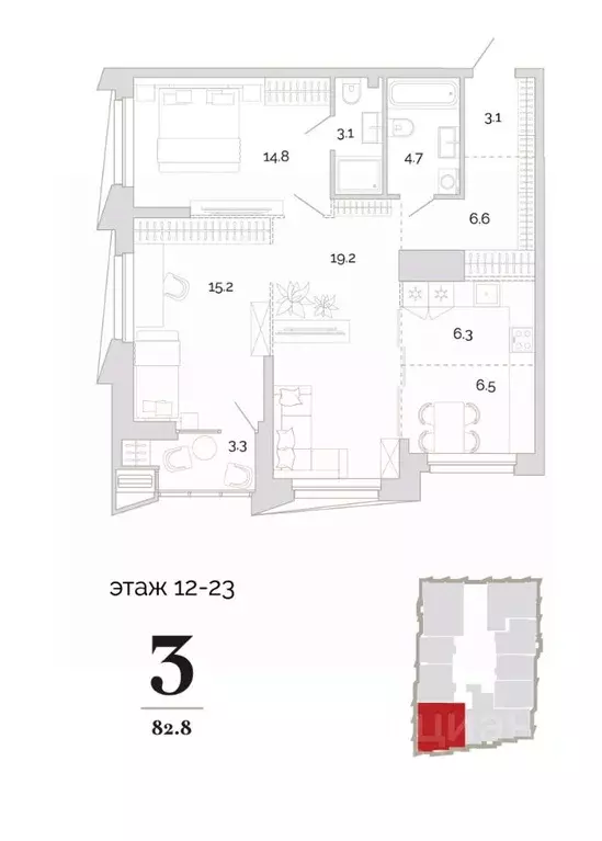 3-к кв. Пензенская область, Пенза проезд 2-й Свердлова, 4 (82.8 м) - Фото 0