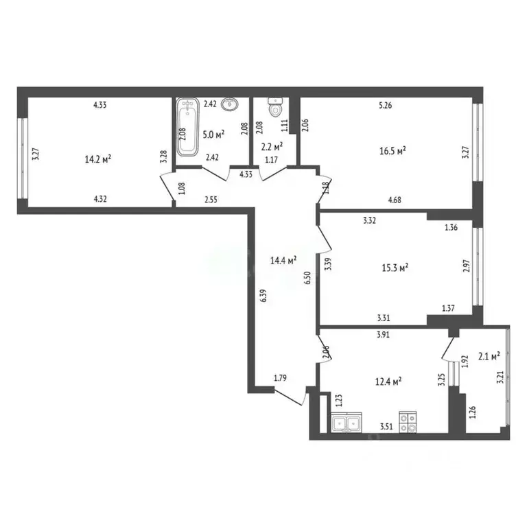 3-к кв. Калининградская область, Калининград проезд Крымский, 2 (82.1 ... - Фото 1
