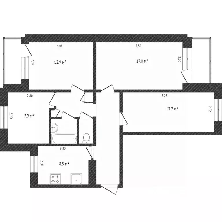 4-к кв. Белгородская область, Белгород ул. Губкина, 17 (75.0 м) - Фото 1