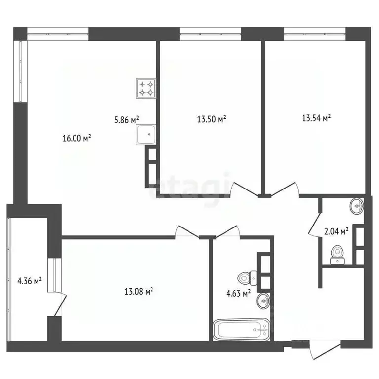 4-к кв. Тамбовская область, Тамбов ул. Запрудная, 8 (81.4 м) - Фото 2