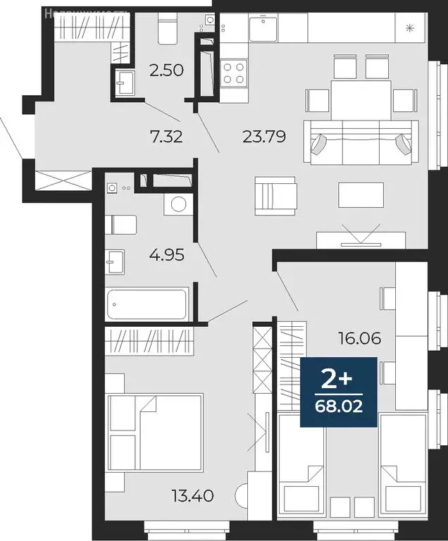 2-комнатная квартира: Тюмень, улица Фармана Салманова, 15 (68.02 м) - Фото 1