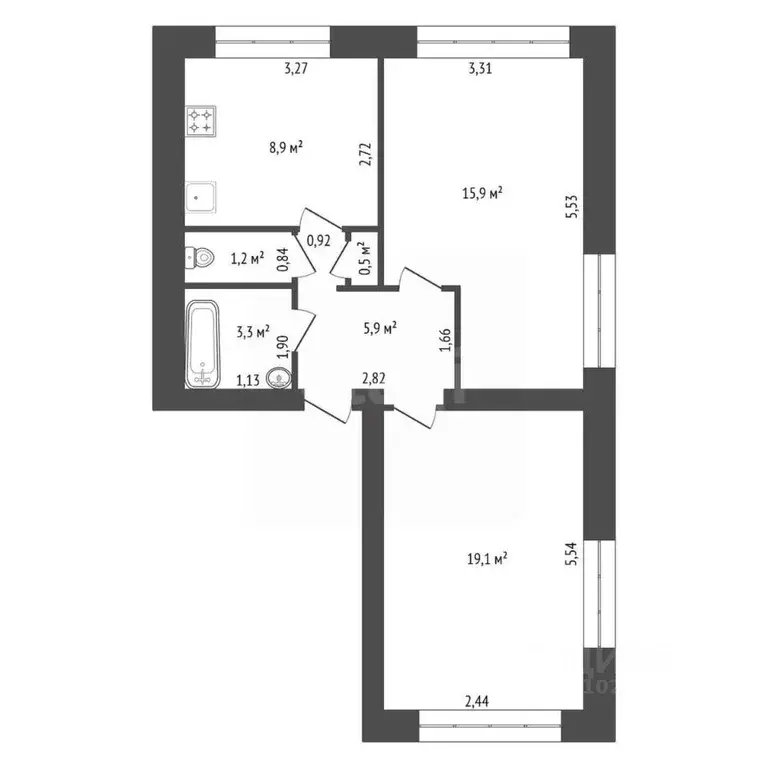 2-к кв. Башкортостан, Уфа Харьковская ул., 101 (54.8 м) - Фото 1