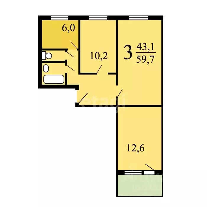 3-к кв. Москва ул. Народного Ополчения, 24 (58.0 м) - Фото 0